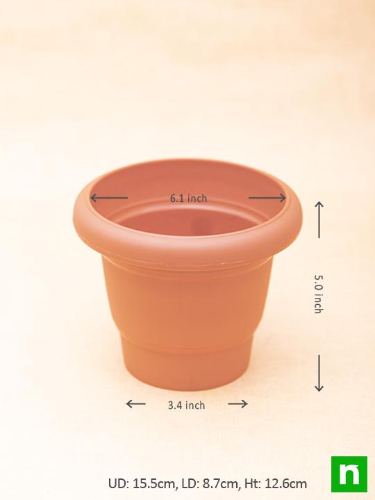 6.1 inch (15 cm) Green No. 5 Round Plastic Planter (Terracotta Color) (set of 6)