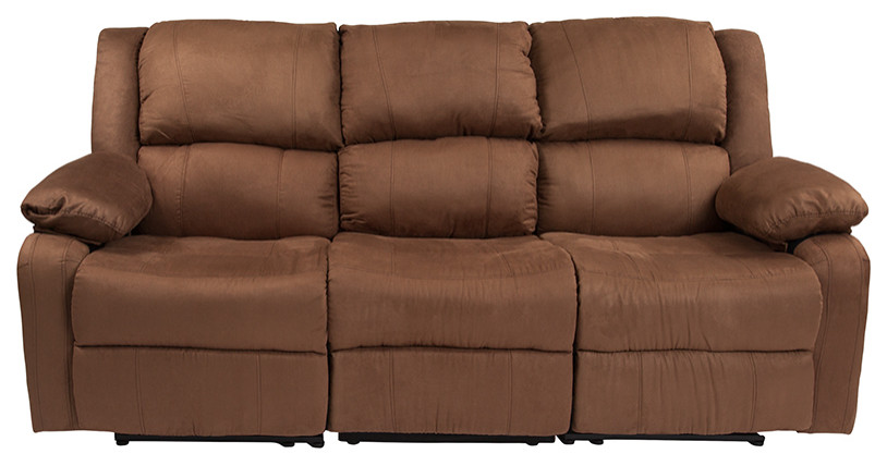 Harmony Series Chocolate Brown Microfiber Sofa  Two Built  In Recliners   Contemporary   Sofas   by First of a Kind USA Inc  Houzz