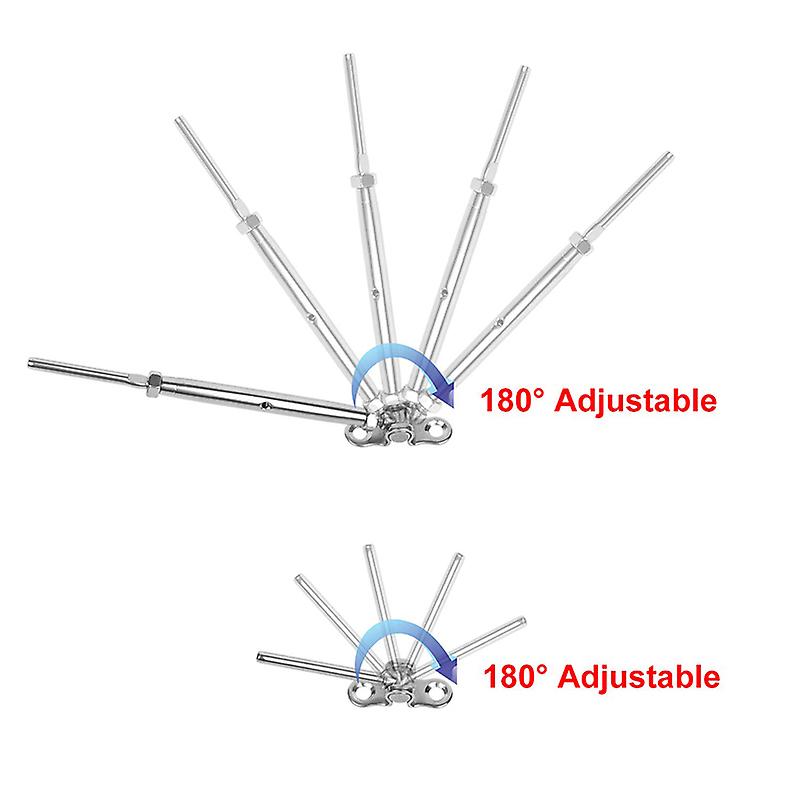 20 Set Cable Railing Kit 1/8andquot; Swage Toggle Turnbuckle Hardware Angle 180adjustable T316 Stainless Steel For Wood Post