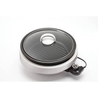 AROMA Super Pot 3-in-1 10 in. White Indoor Grill with Lid ASP-137