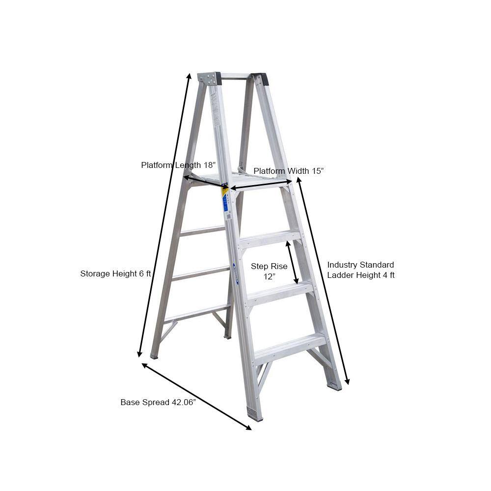 Werner 10 ft. Reach Aluminum Platform Step Ladder with 375 lb. Load Capacity Type IAA Duty Rating P404