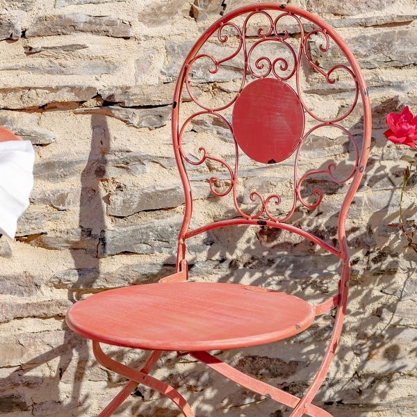 Three Piece Metal Bistro Set in Flamingo Pink 