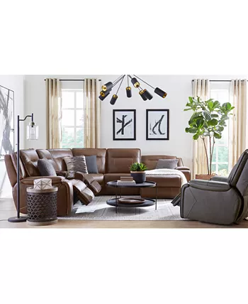 Furniture Hansley 2-Pc. Power Recliner Leather Sofa