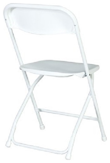 Traditional Folding Chair  Plastic Seat With Drain Holes  ampOpen Backrest  White   Contemporary   Folding Chairs And Stools   by Decorn  Houzz