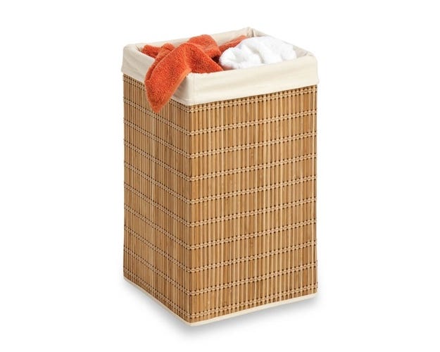 HoneyCanDo Square Wicker Bamboo Hamper w/ Liner HMP01620