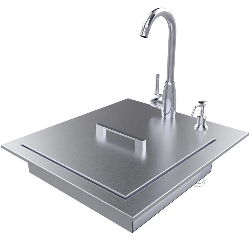 Sunstone Designer 20.5 in. W x 22.25 in. D x 5 in. Stainless Steel Build-In Sink with Cover and Faucet ADA Compliant ADASK20