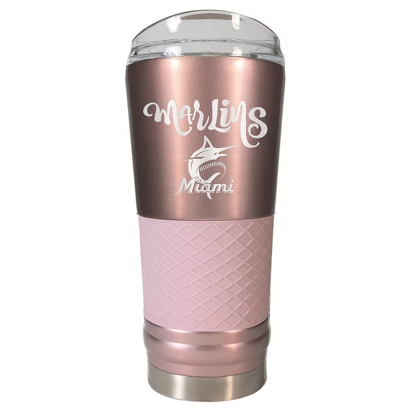 Miami Marlins 24 oz Rose Gold Finish Vacuum Insulated MLB Hydration Water Bottle