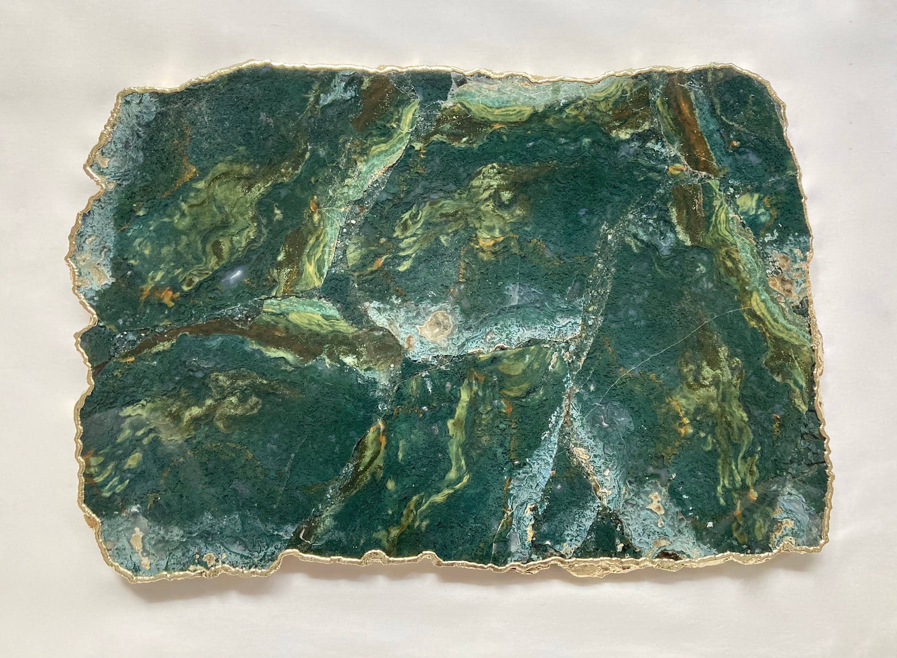 Large Green Agate Cheese Platter/Tray/Personalised Momentos