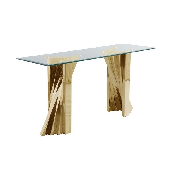 Best Quality Furniture Modern Glass Console Table w/Gold Spiral Base - Console Table