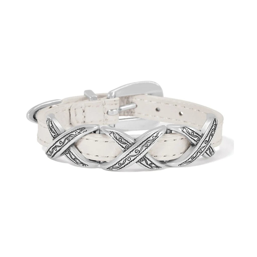 Brighton - Kriss Kross Etched Bandit Bracelet in Optic White