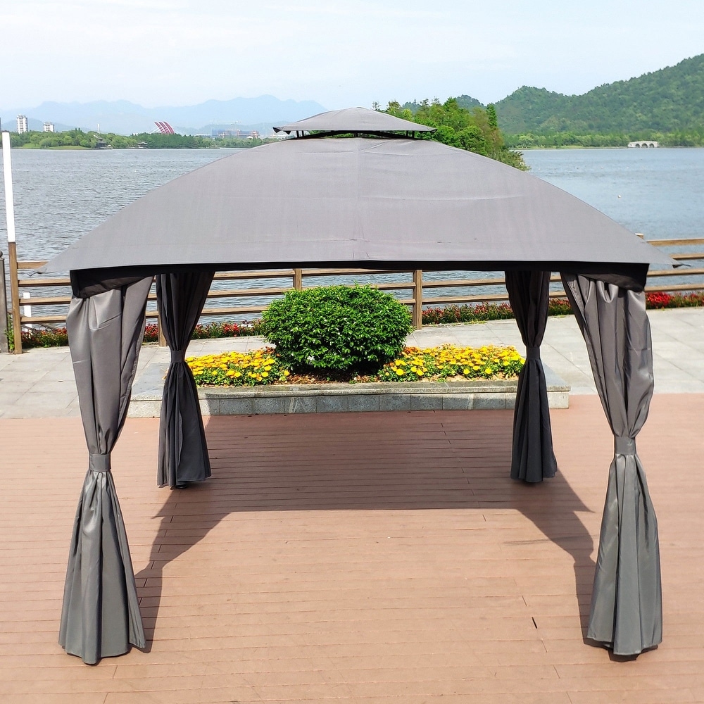 10' X 10' Steel Polyester Soft Top Outdoor Canopy Gazebo Tent