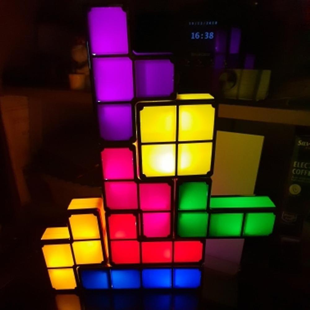 Miman Upgrade Diy Tetris Night Light Colorful Stackable Tangram Puzzles Table Lamp Led 7 Color Square Lamp Bar Window Atmosphere Lamp