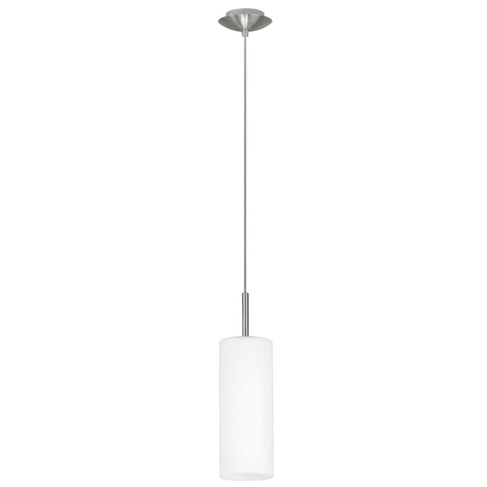 Eglo 85977 Troy 3 Modern Nickel & Frosted Glass 1 Lamp Pendant Light