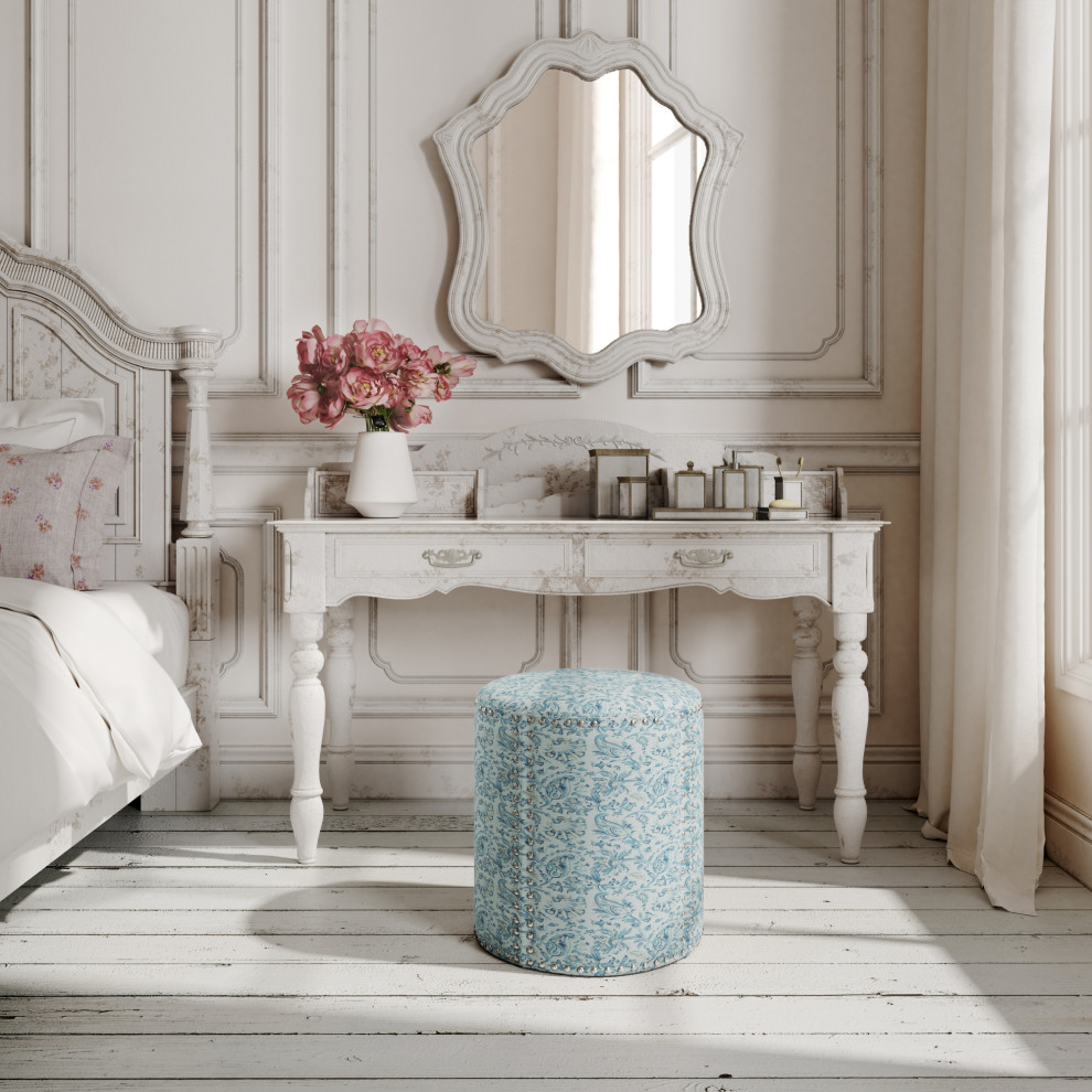 Rustic Manor Brookelynn Ottoman  Upholstered  Linen   Farmhouse   Footstools And Ottomans   by Inspired Home  Houzz