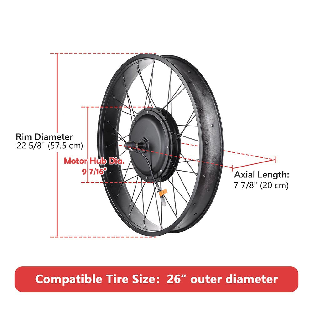 26 Inch 48v 1000w E-Bike Hub Motor Fat Tire Conversion Kit Front