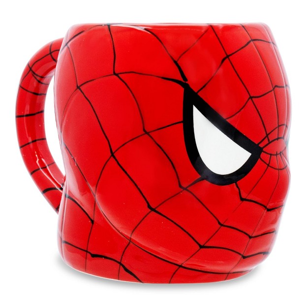 Silver Buffalo Marvel Comics Spider man Mask 3d Sculpted Ceramic Mug Holds 20 Ounces