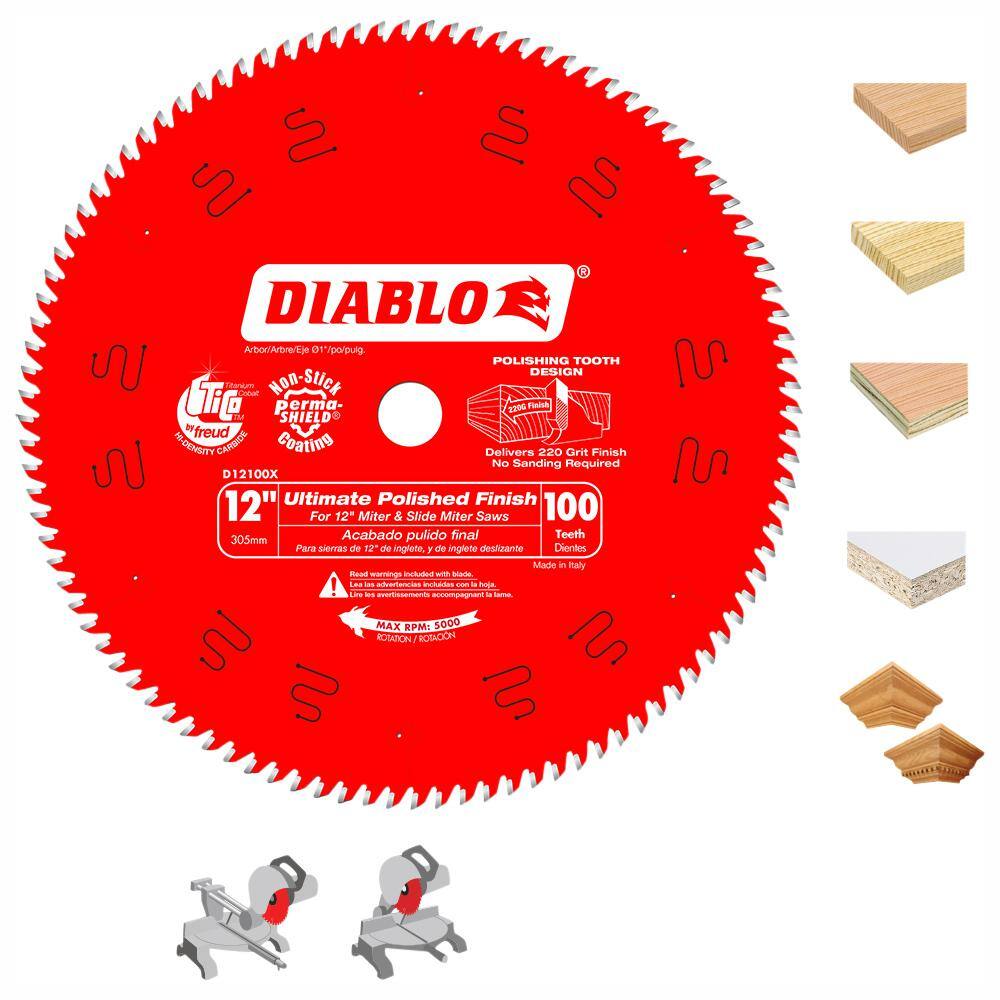 DIABLO 12 in. x 100-Tooth Ultimate Polished Finish Circular Saw Blade (15-Pack) D12100X015