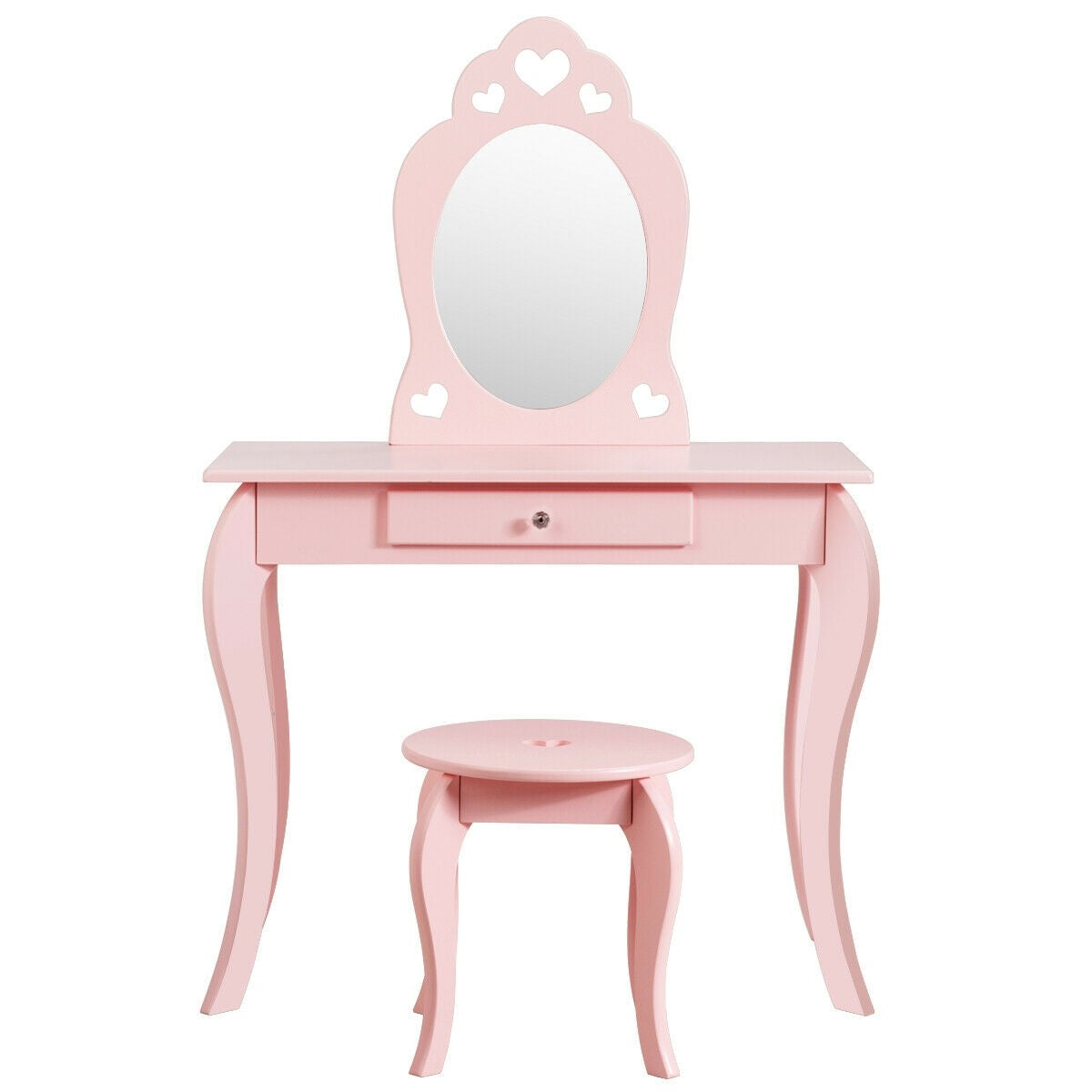 Costzon Kids Vanity Table, 2 in 1 Detachable Design with Dressing Table and Writing Desk