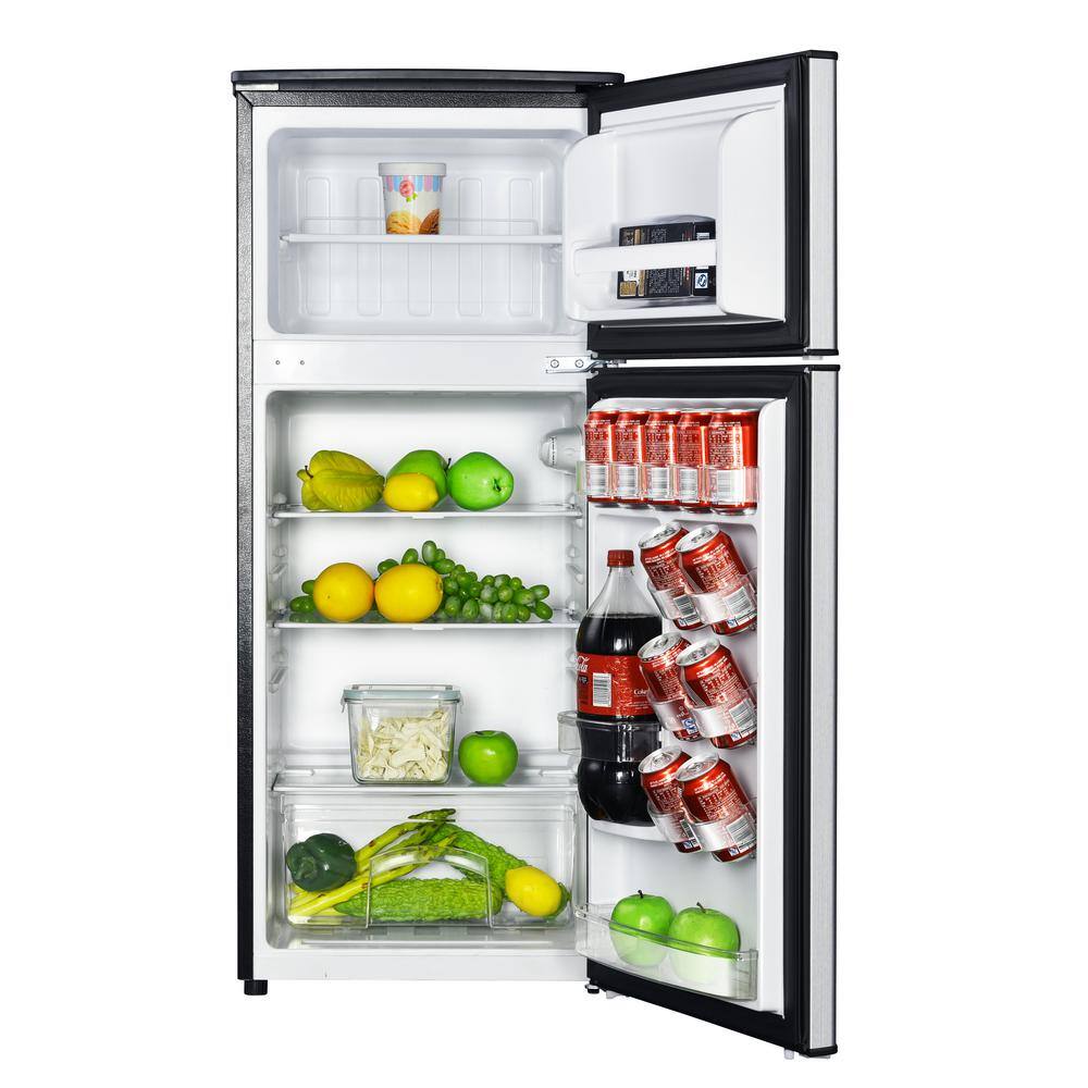 Magic Chef 4.5 cu. ft. 2 Door Mini Fridge in Stainless Look with Freezer HMDR450SE