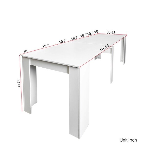 Extendable Console Table Extending Sofa Table w/Spacious Tabletop for Living Room， Multifunctional Extra Long Dining Table