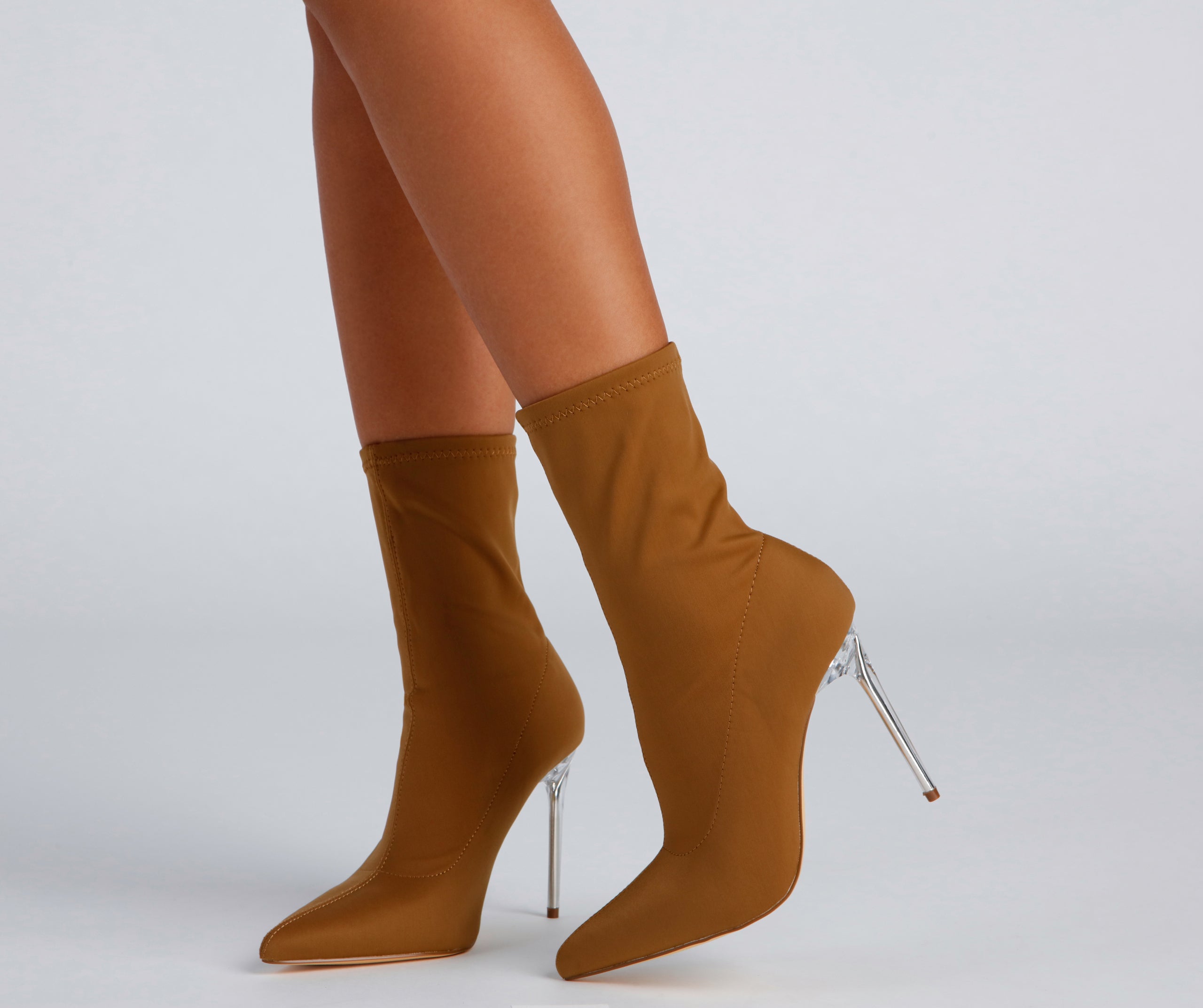 Chic In the Streets Pointed Toe Lucite Booties