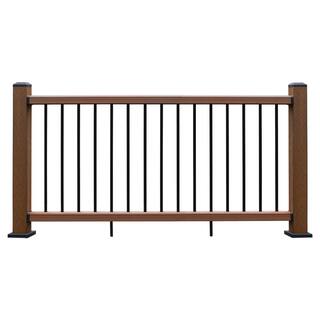 NewTechWood Ultrashield Hemispheres 36 in. x 3 in. x 6 ft. Brazilian Ipe Composite Railing Kit CAN-636RK-ALU-ZX-IP