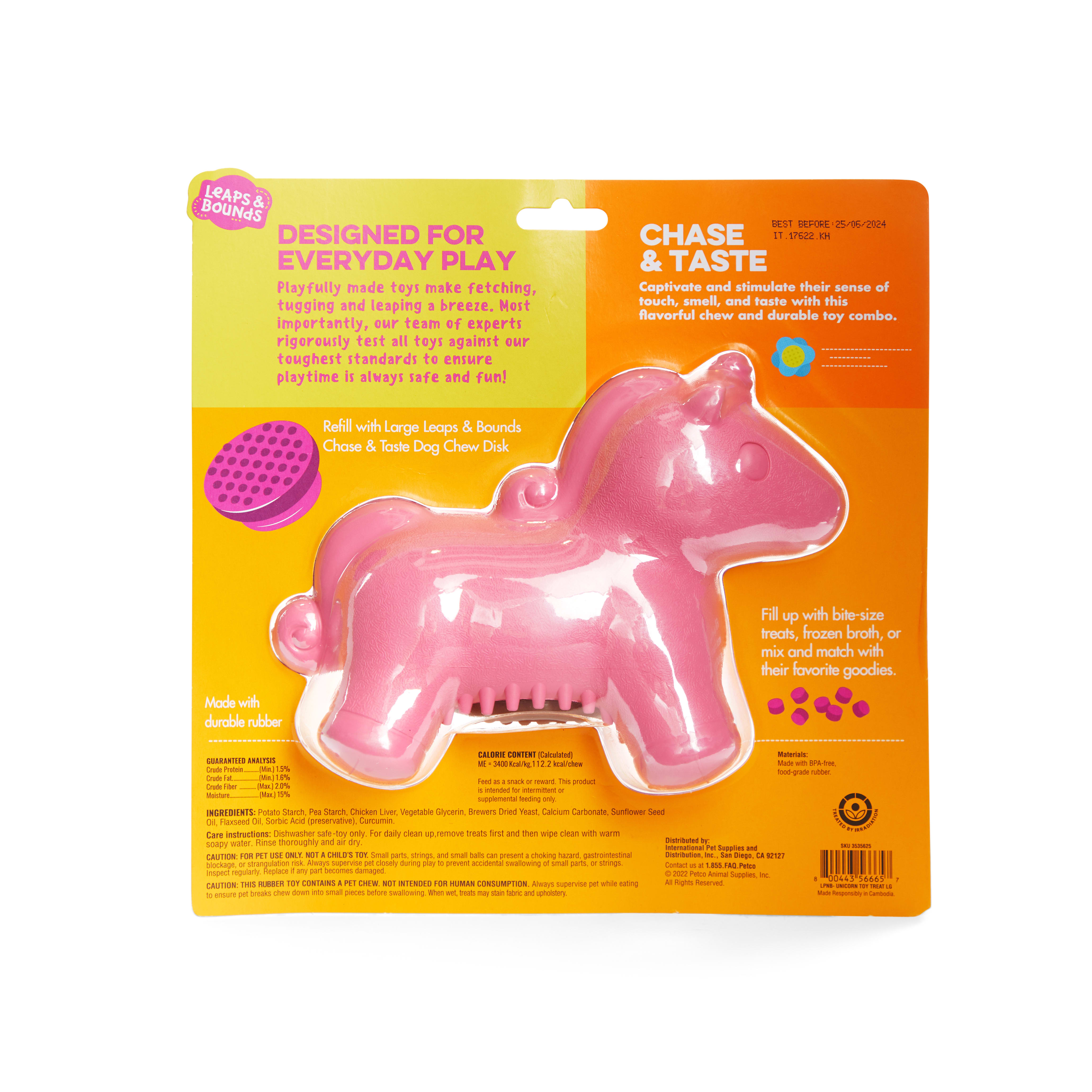 LEAPS  BOUNDS Unicorn Treat Dog Toy， Small