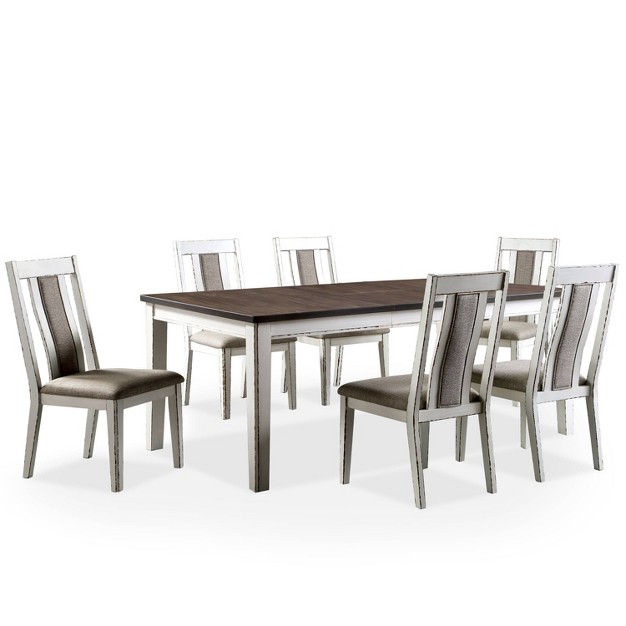 7pc Redmond Expandable Dining Table Set Weathered White dark Walnut warm Gray Homes Inside Out