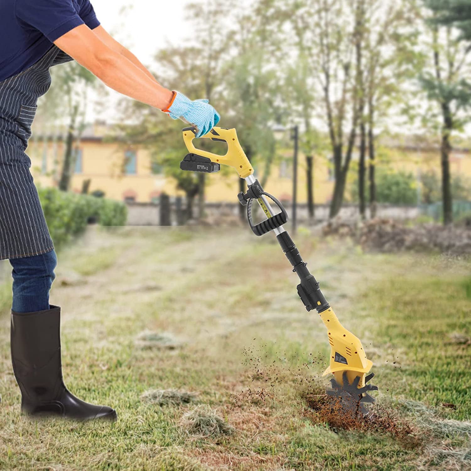 Miumaeov Handheld Cordless Mini Tiller Cultivator Battery Powered Rototiller Garden Farm