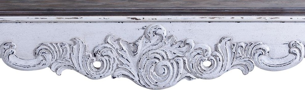 Console Baroque Rococo Carved Distressed White Solid Wood  Oak   French Country   Console Tables   by EuroLuxHome  Houzz