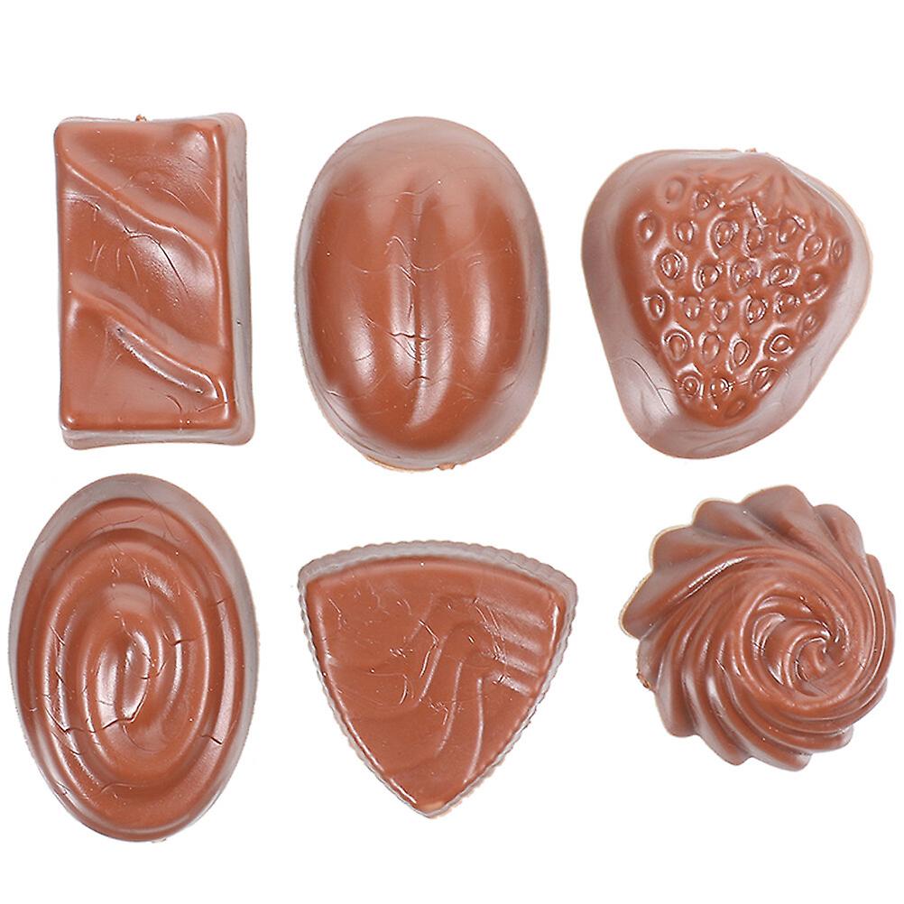 6pcs Fake Chocolate Artificial Food Chocolate Realistic Simulated Chocolates Models Bulk Faux Dessert