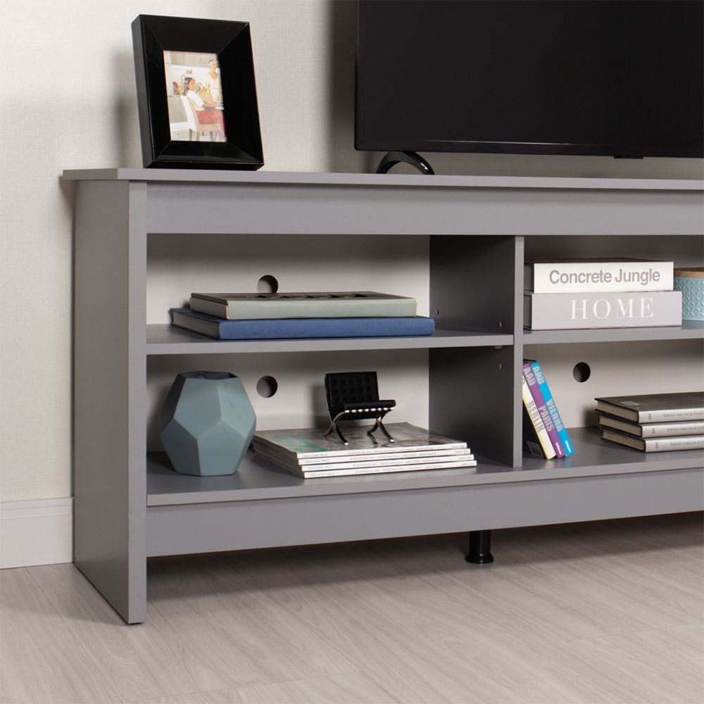 Madesa TV Stand with 6 Shelves and Cable Management  for TVs up to 75 Inches  Wood TV Bench  23\