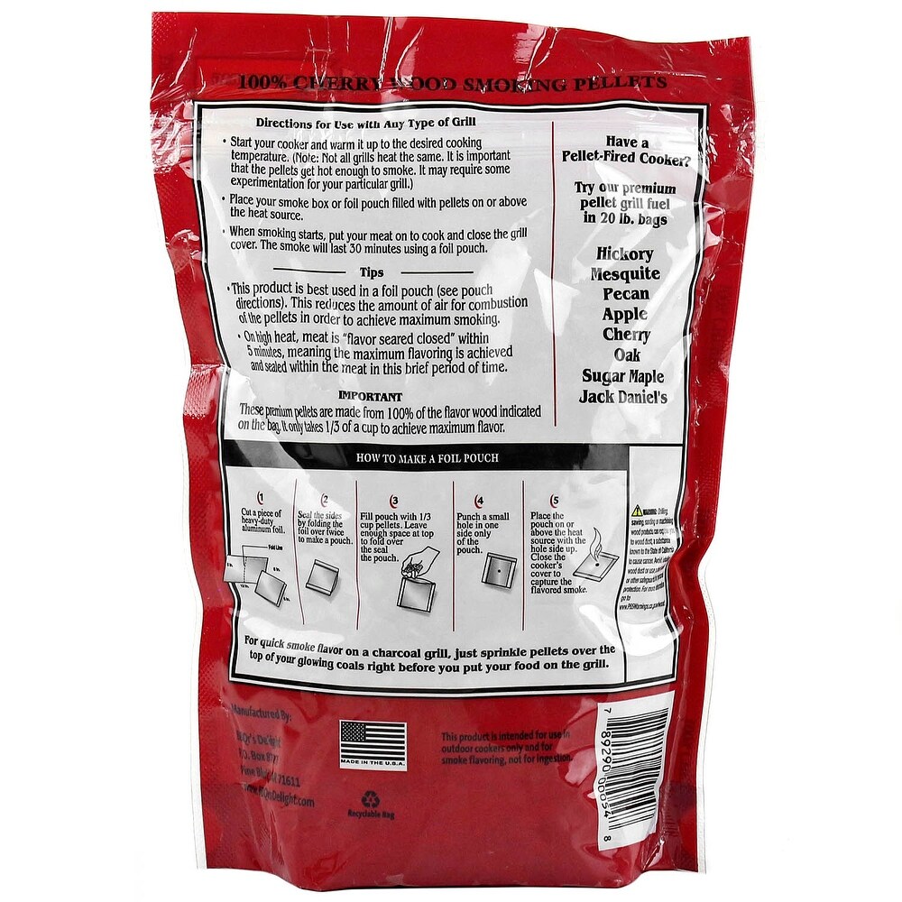 BBQr's Delight Cherry Pellet Blend 1lb Grilling Smoking Pellets 100%  Natural