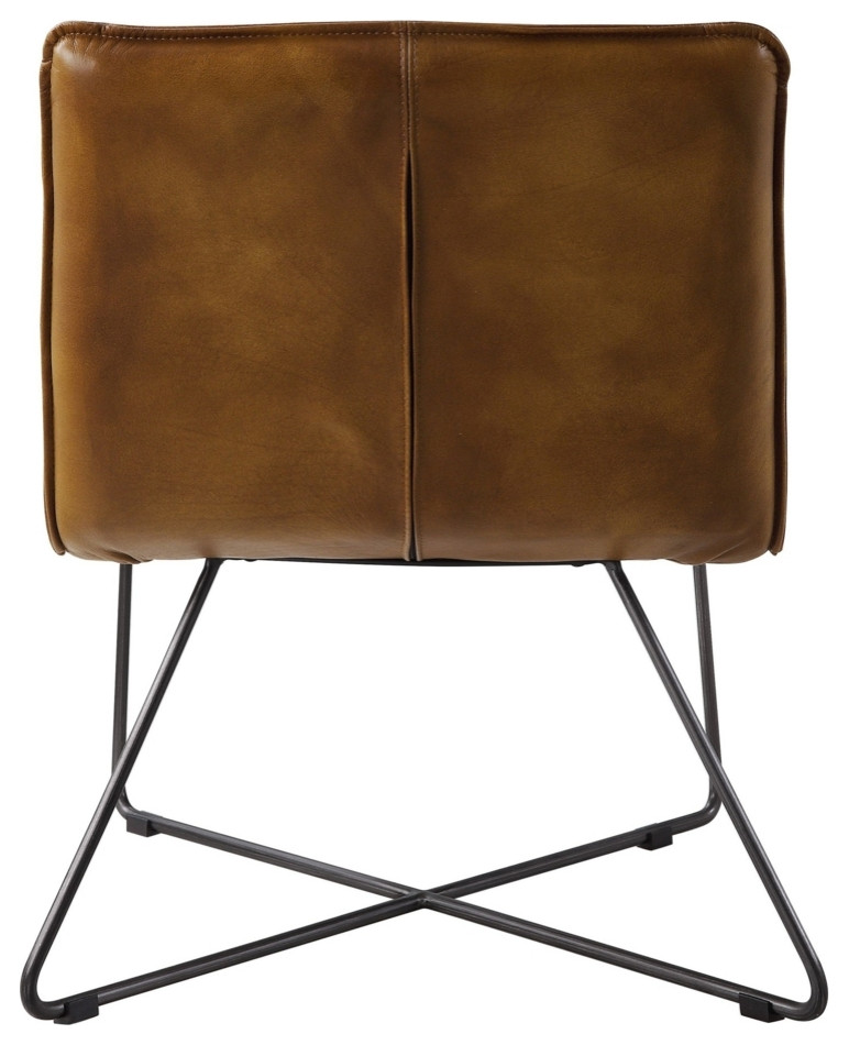 Horizontal Tufted Accent Chair With Sled Base And X Shaped Support Brown   Industrial   Armchairs And Accent Chairs   by Uber Bazaar  Houzz