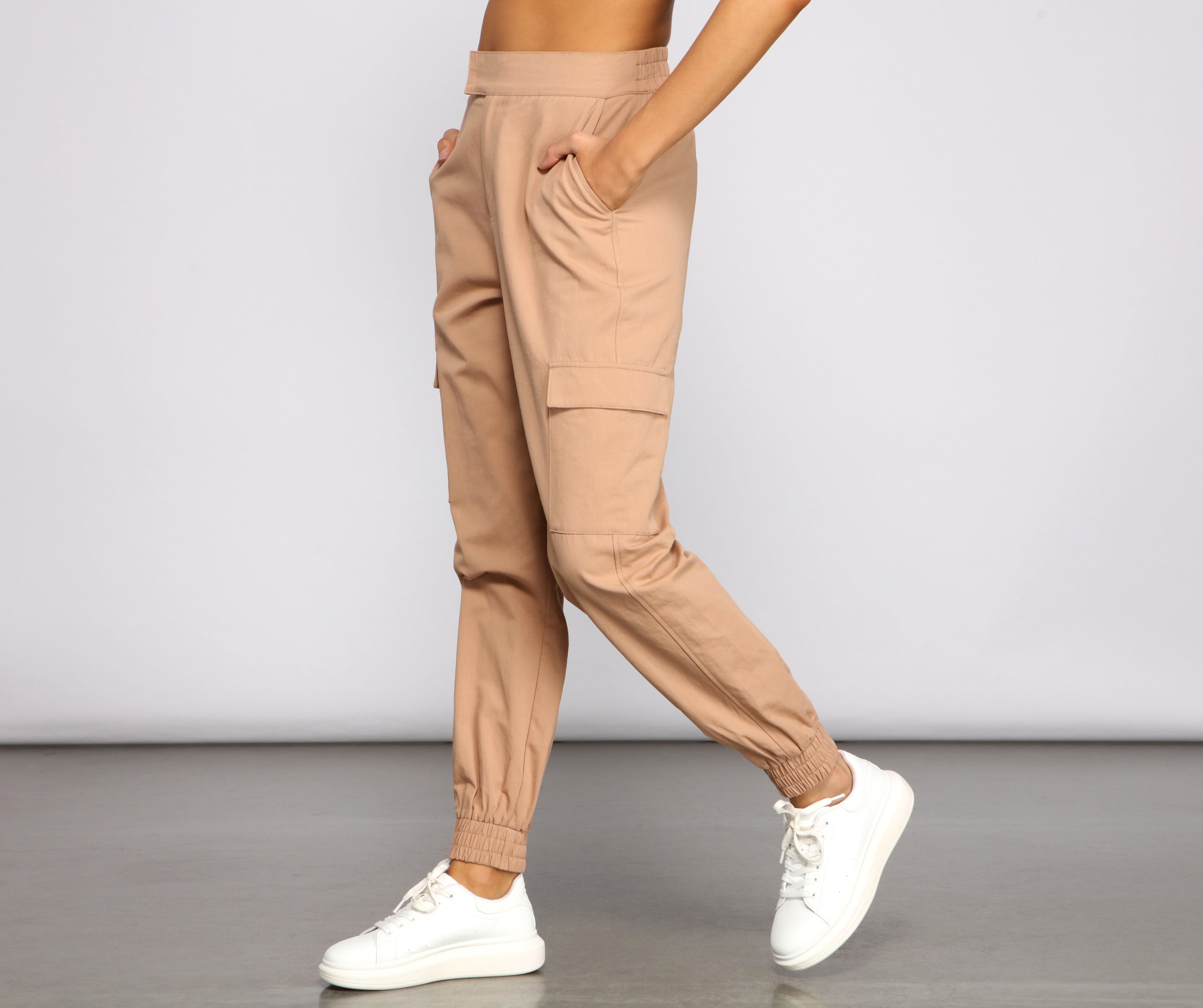 Basic And Chic Twill Cargo Joggers