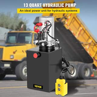 VEVOR Dump Trailer Power Unit 12-Volt Hydraulic Pump 13 Quart Single Acting with Control Remote Black CZYYB13KTTXDZYB01V0