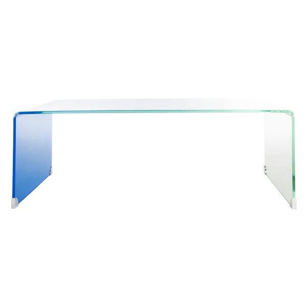 SAFAVIEH Crysta Ombre Glass Coffee Table-Clear / Blue - 47.2