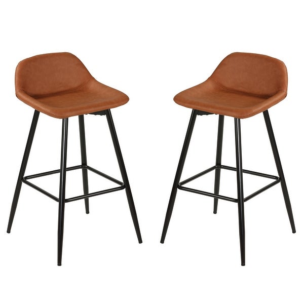 Cortesi Home Rain Counterstools with Faux Leather， Black Base (Set of 2)