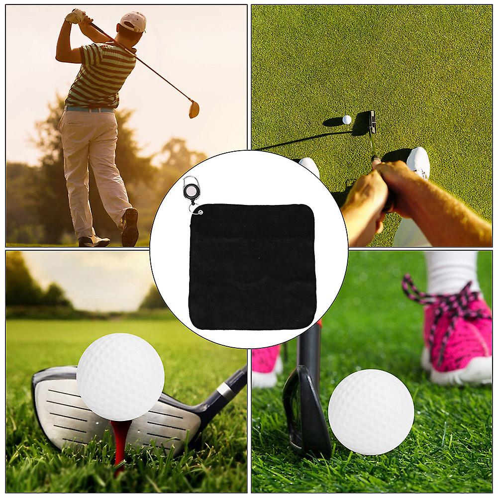 1 Pcs Double-sided Plush Cotton Golf Club Cleaning Towel Cloth With Pulling Rope Buckleblack