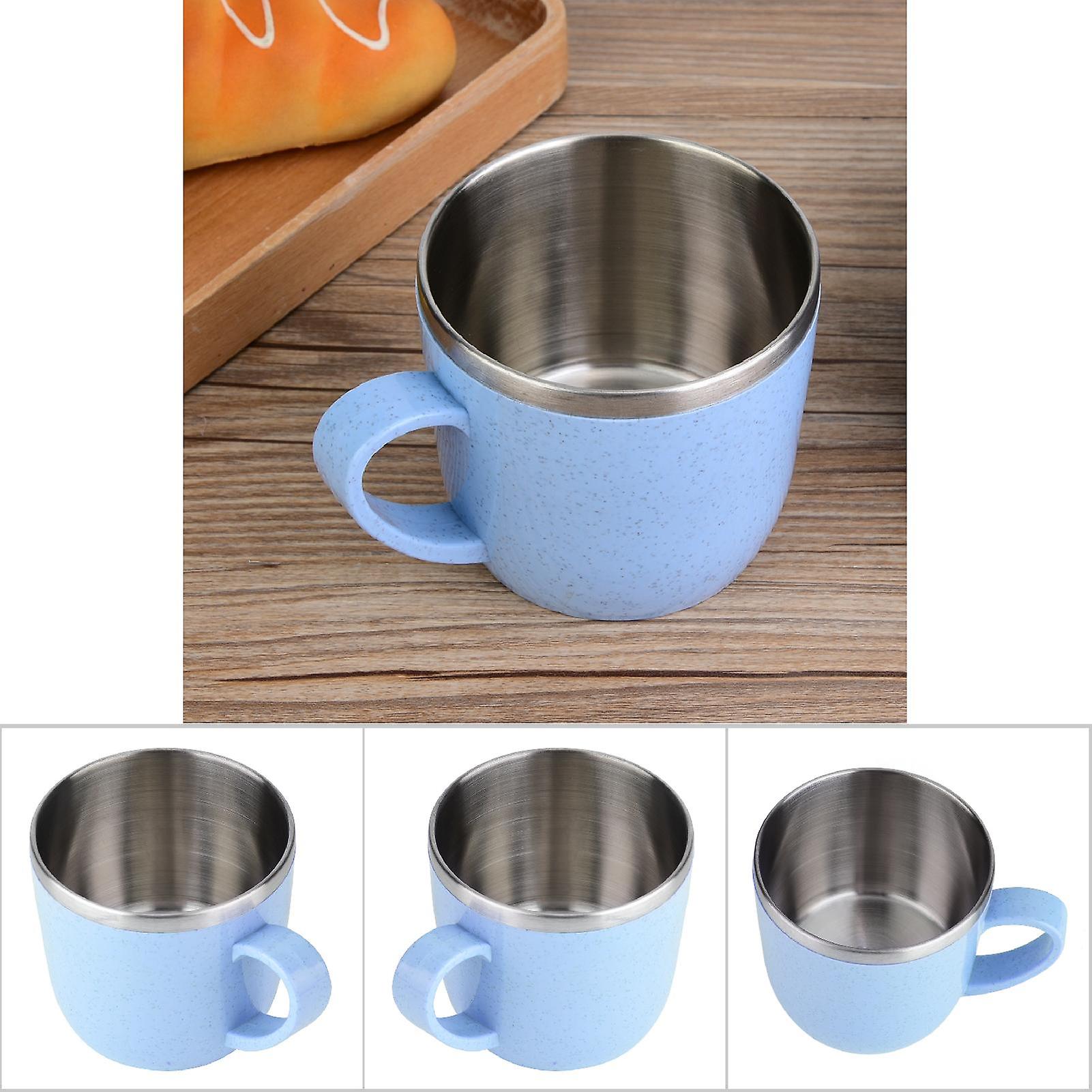 Stainless Steel Wheat Straw Cup Thermal Flasks Insulation Water Coffee Juice Milk Mug(blue)