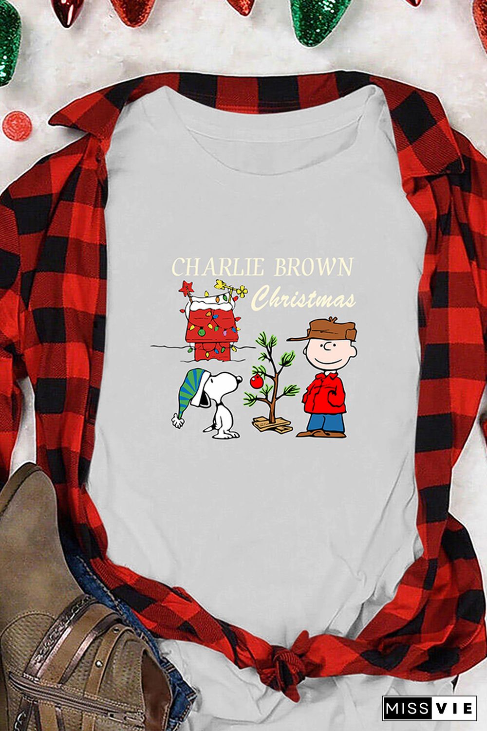 Christmas Printed Graphic Tees for Women Wholesale Short Sleeve T shirts Top