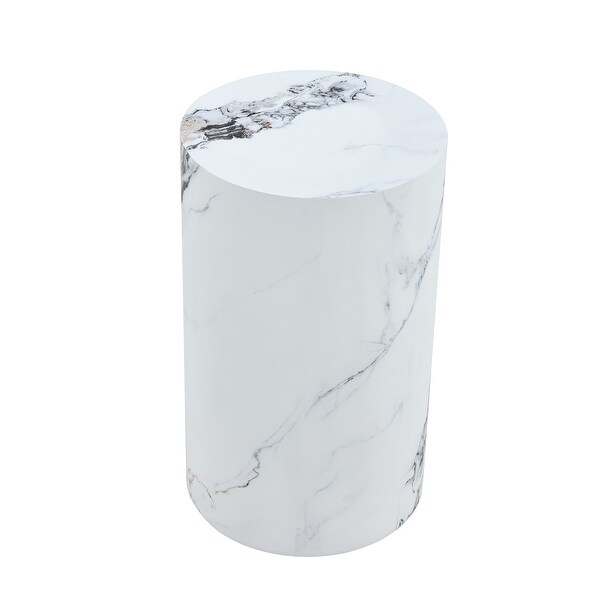 Cylindrical Side Table with Marble Pattern 12