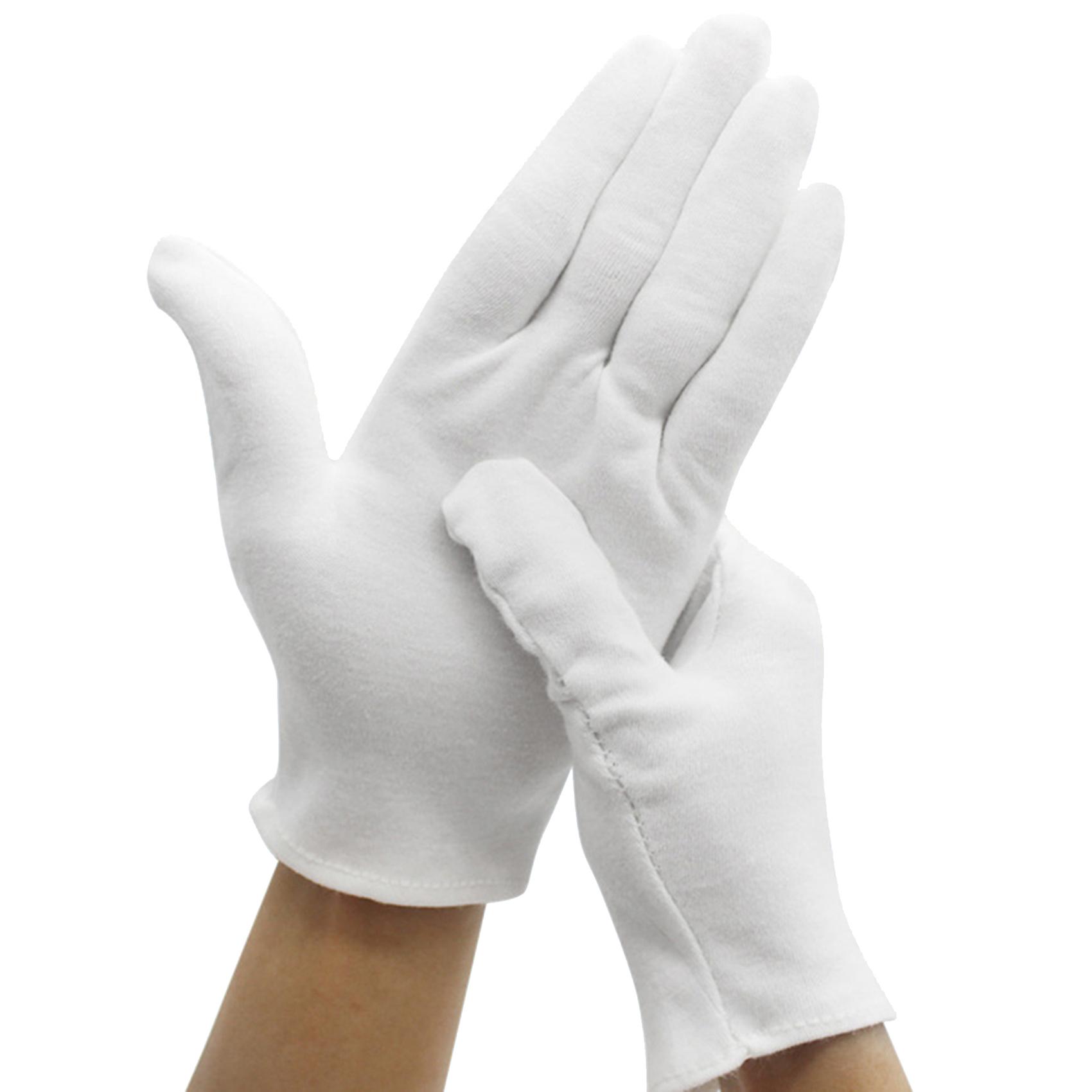 12 Pairs Cotton Gloves Breathable Soft Skin-friendly Work Cosmetic Moisturizing Jewelry Inspection Gloves White Cotton Medium