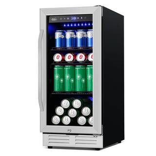 Velivi 15 in. 127 (12 oz.) Can Freestanding Beverage Cooler Fridge with Adjustable Shelves in Stainless Steel KMYL100HD