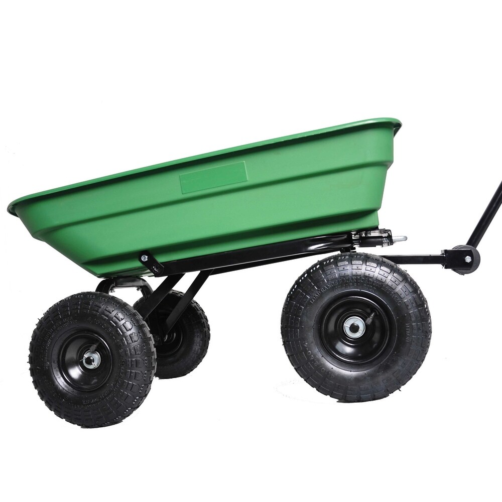 Green Folding Wagon Poly Garden Dump Cart  300 Pound Capacity