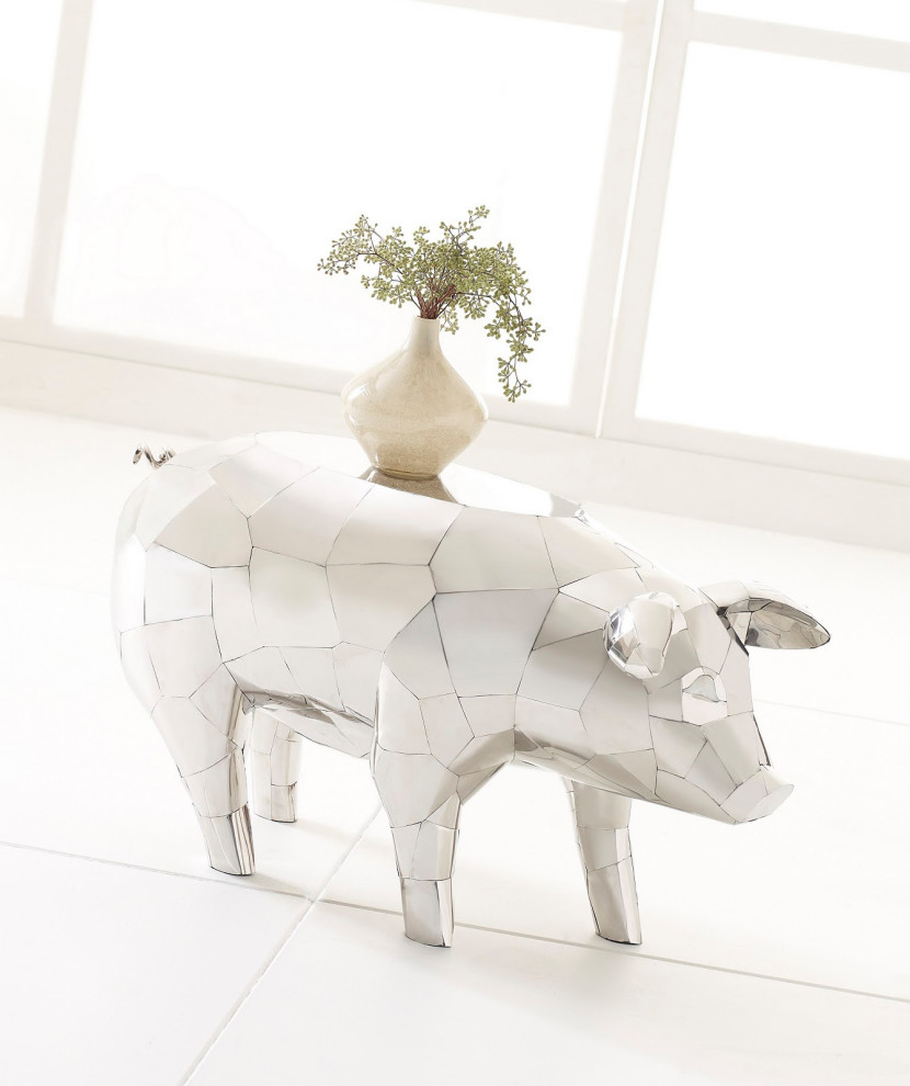 Babe Pig Side Table  Stainless Steel   Farmhouse   Side Tables And End Tables   by HedgeApple  Houzz