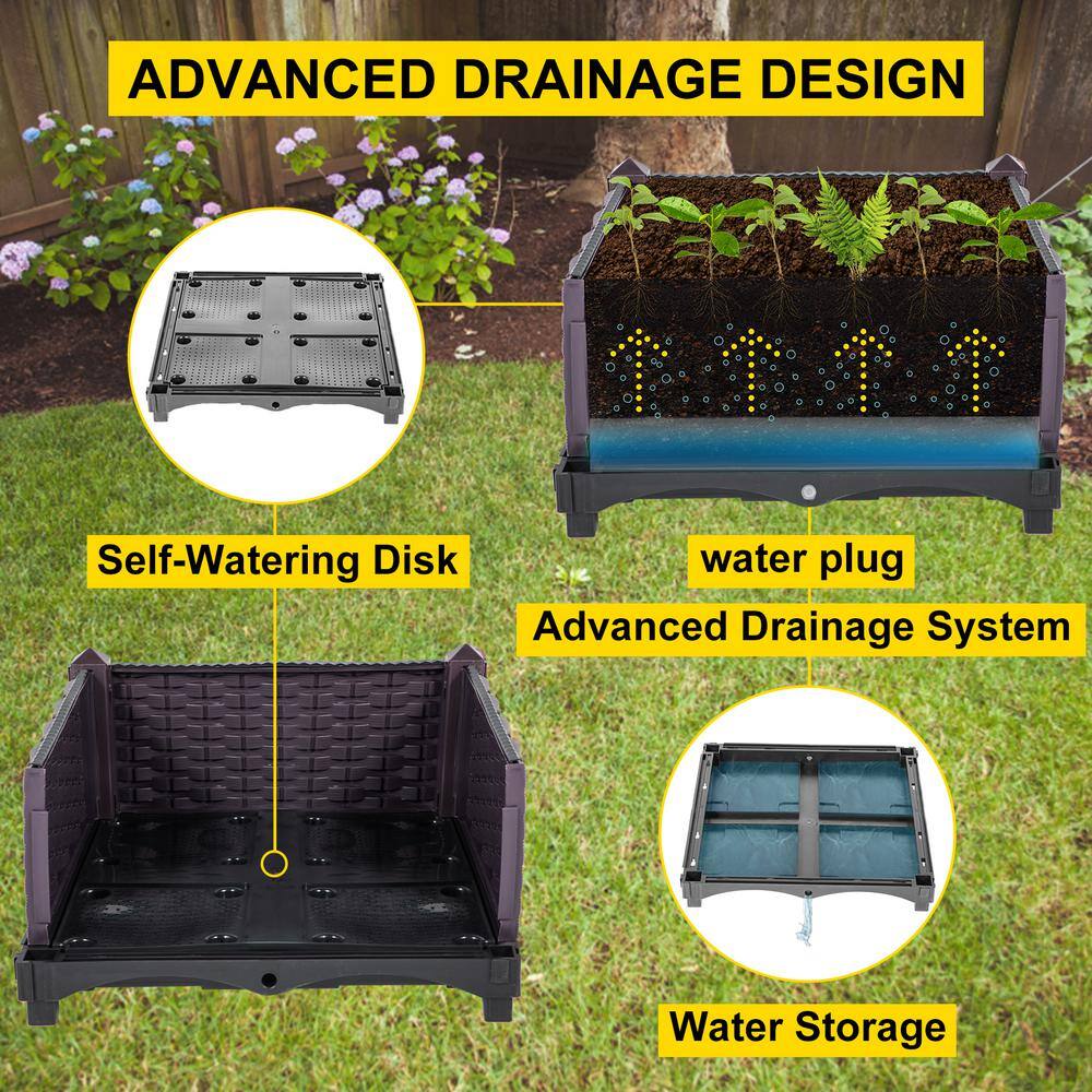 VEVOR Plastic Raised Garden Bed 20.5 in. H Flower Box Kit Raised Planter Set of 4 Raised Planter Boxes for Outdoor ZFXSLG52CMHVFYR1LV0