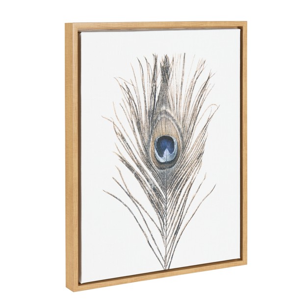 X 24 quot Sylvie Peacock Feather Framed Canvas By Simon Te Tai Natural Kate And Laurel