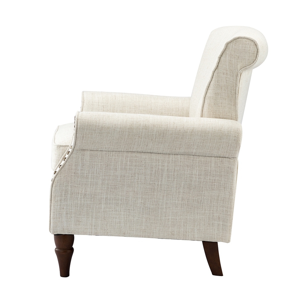 Nyctelius Classic Upholstered Wingback Accent chair with Wooden Legs and Nailhead Trim Set of 2 by HULALA HOME