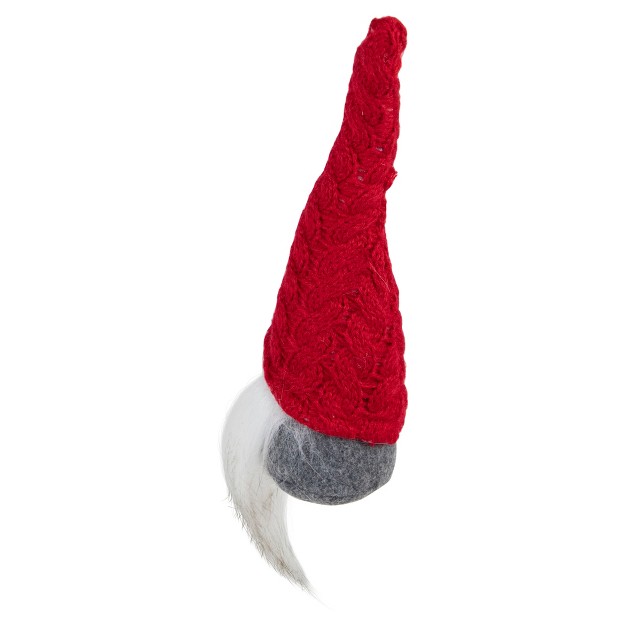 Gray Gnome With Red Knit Hat Christmas Decoration